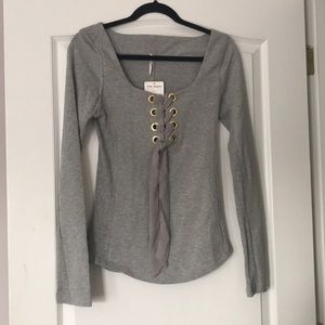 Gray tie up long sleeve Free People - Size M